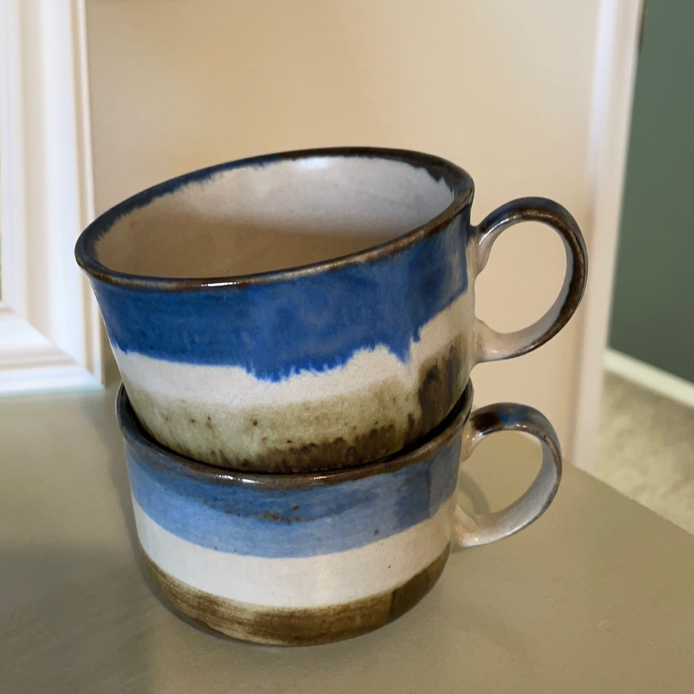 Set of two small pottery mugs